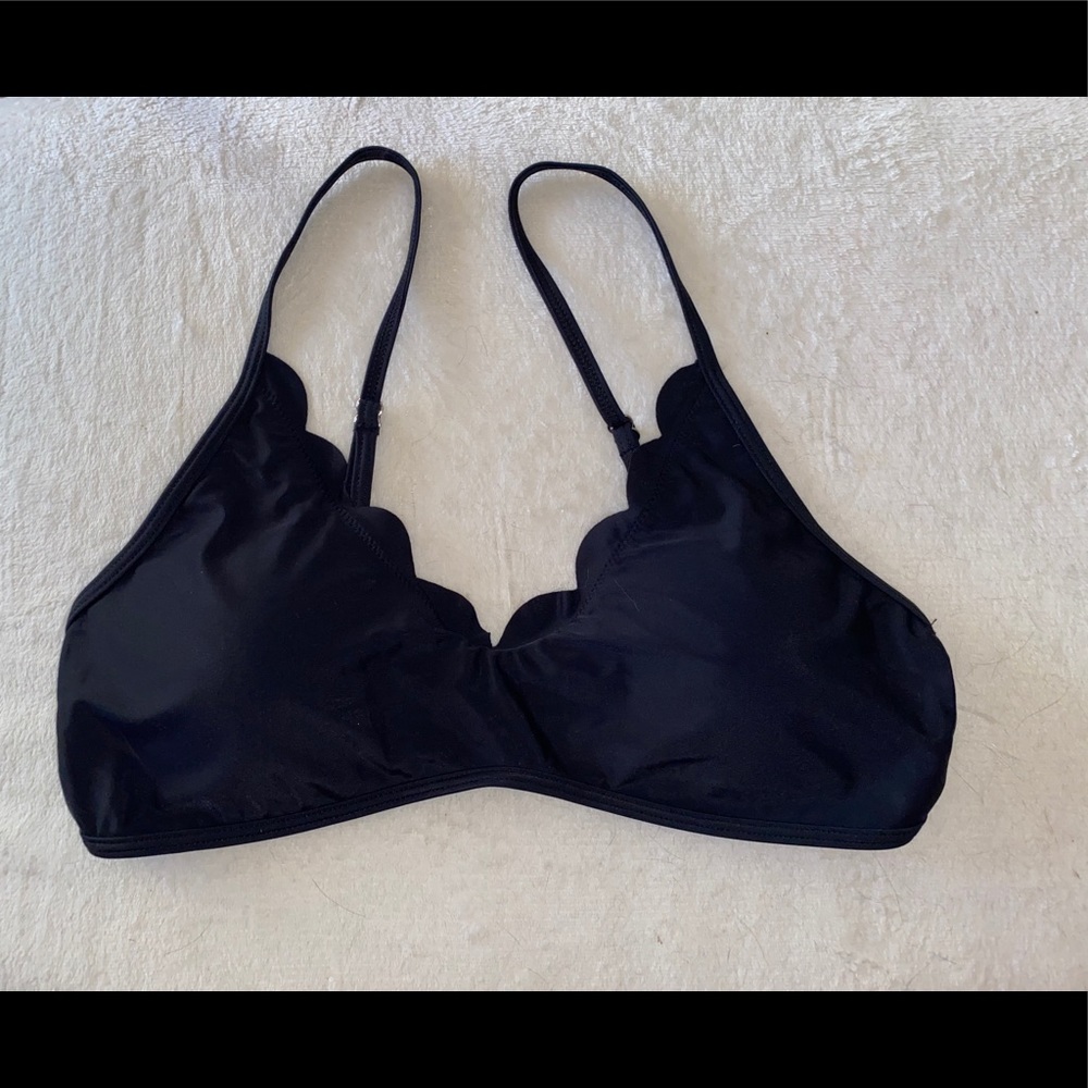 Shein Scalloped Black Bathing Suit Top